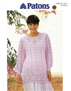 Knitting Pattern Leaflet Patons 5121 Ladies DK Lacy Scalloped Edge Tunic