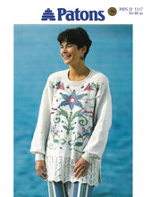 Knitting Pattern Leaflet Patons 5117 Ladies DK Intarsia Floral Motif Tunic