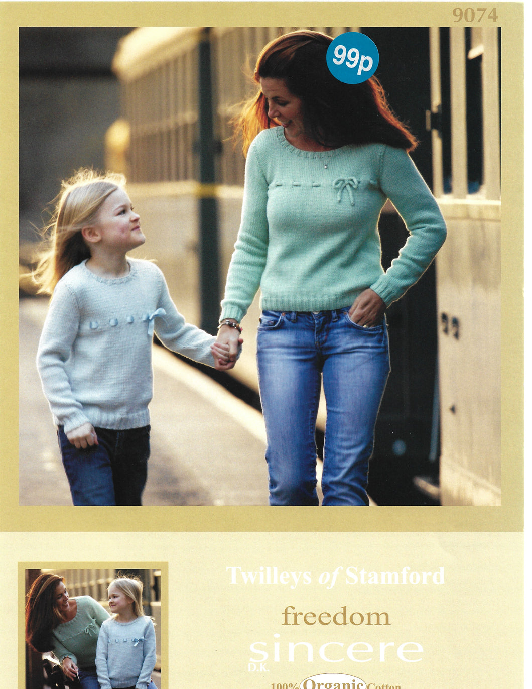 Knitting Pattern Leaflet Twillies of Stamford 9074 DK Ladies Kids Bow Detail Sweaters