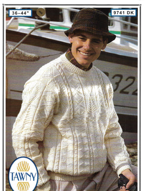 Knitting Pattern Leaflet Tawny DK Mens Patterned Sweater