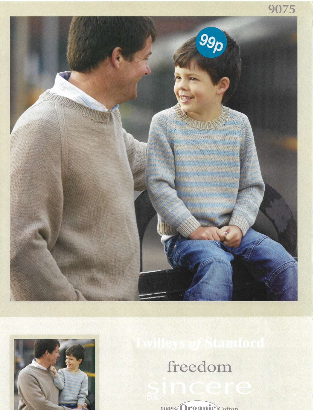 Knitting Pattern Leaflet Twillies of Stamford DK Raglan Mens Kids Plain or Striped Sweater Round Neck
