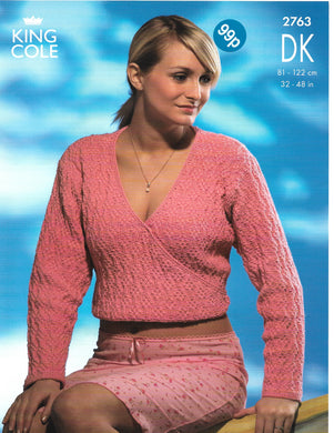 Knitting Pattern Leaflet King Cole 2763 DK Ladies Crossover Cardigans