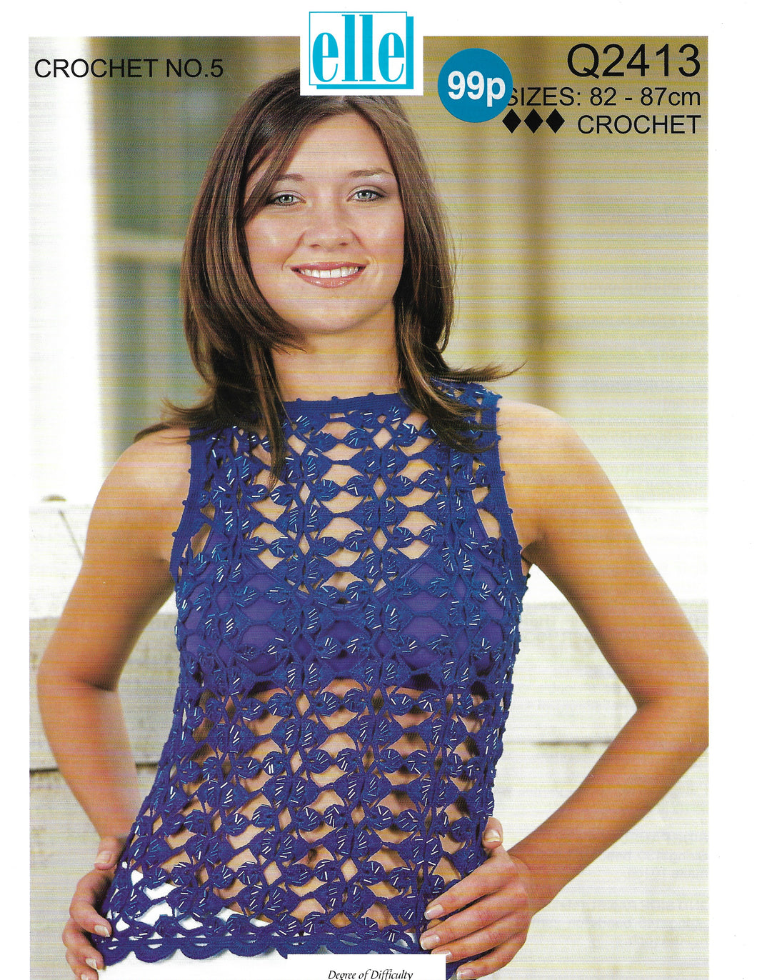 Crochet Pattern Leaflet Elle Q2413 Ladies Beaded Lacy Top Time to Sparkle