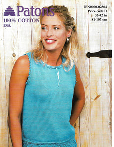 Knitting Pattern Leaflet Patons 2804 Ladies DK Top with Lace Border