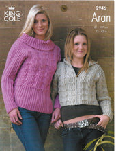 Knitting Pattern Leaflet King Cole 2946 Aran Ladies Jacket & Sweater