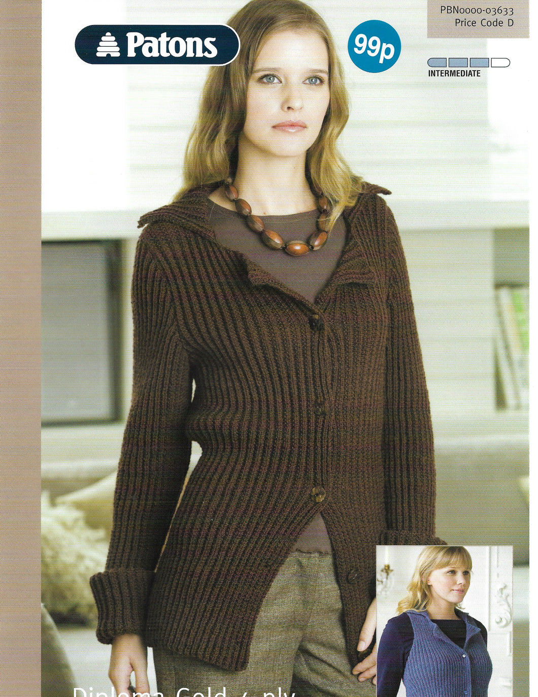 Knitting Pattern Leaflet Patons 3633 4ply Ladies Fitted Jacket & Waistcoat