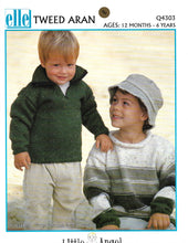 Knitting Pattern Leaflet Elle Q4303 Kids Aran Boy Sweaters