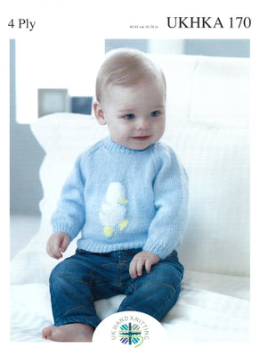 Knitting Pattern Leaflet UKHKA 170 Baby 4ply Raglan Sweater Picture Knits