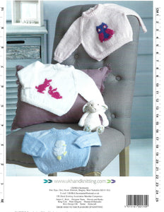 Knitting Pattern Leaflet UKHKA 170 Baby 4ply Raglan Sweater Picture Knits