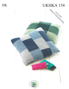 Knitting Pattern Leaflet UKHKA 154 Baby DK Easy Knit Cushions