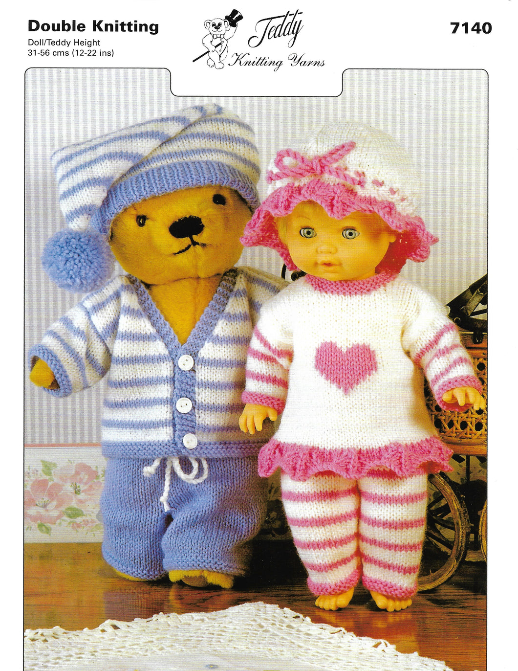 Knitting Pattern Leaflet Teddy 7140 DK Dolls Outfits