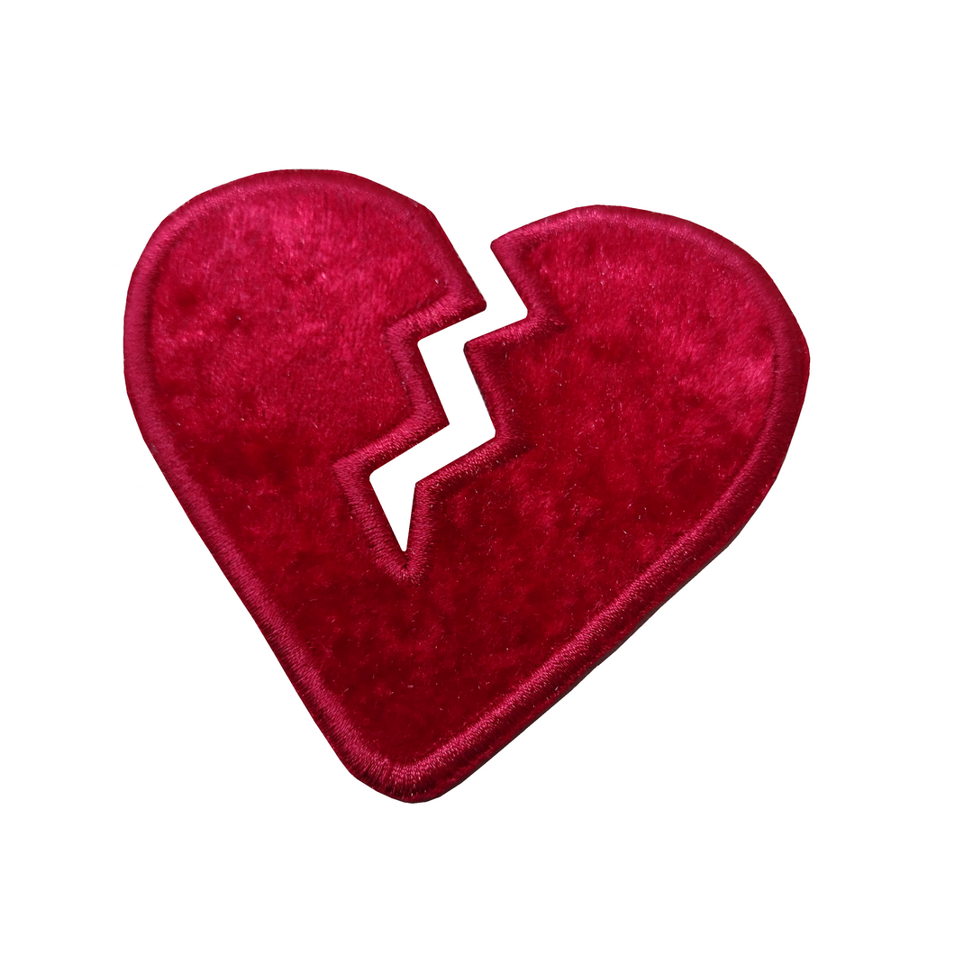 Motif Patch Valentine Cute Plush Velvet Broken Heart