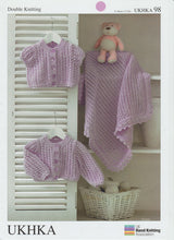 Knitting Pattern Leaflet UKHKA 98 Baby DK Lacy Cardigans & Blanket