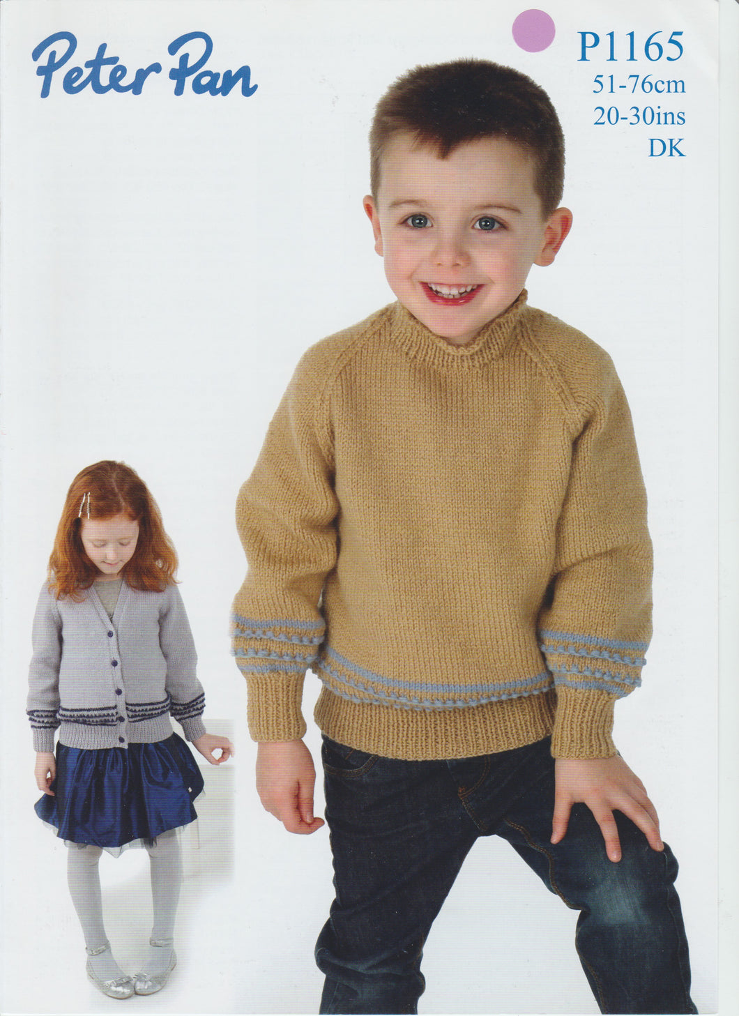 Knitting Pattern Leaflet Peter Pan P1165 DK Baby Kids Raglan Sweater Cardigan