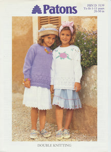Knitting Pattern Leaflet Patons 5139 DK Kids Lace Border Tunic