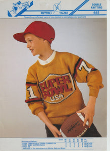 Knitting Pattern Leaflet Teddy 661 DK Kids Super Bowl Sweater