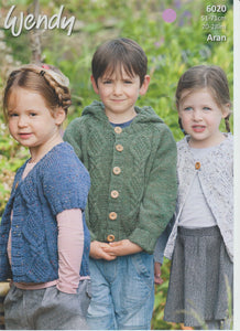 Pattern Leaflet Wendy 6020 Baby Kids Aran Jacket & Cardigan