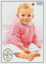 Knitting Pattern Leaflet Tawny Baby DK Cable V Neck Sweater