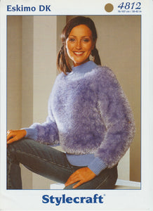 Knitting Pattern Leaflet Stylecraft 4812 Ladies Eskimo Fur Raglan Sweater
