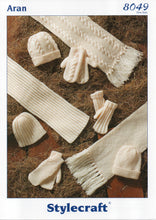 Knitting Pattern Leaflet Stylecraft 8049 ARAN Hats / Scarfs / Mittens