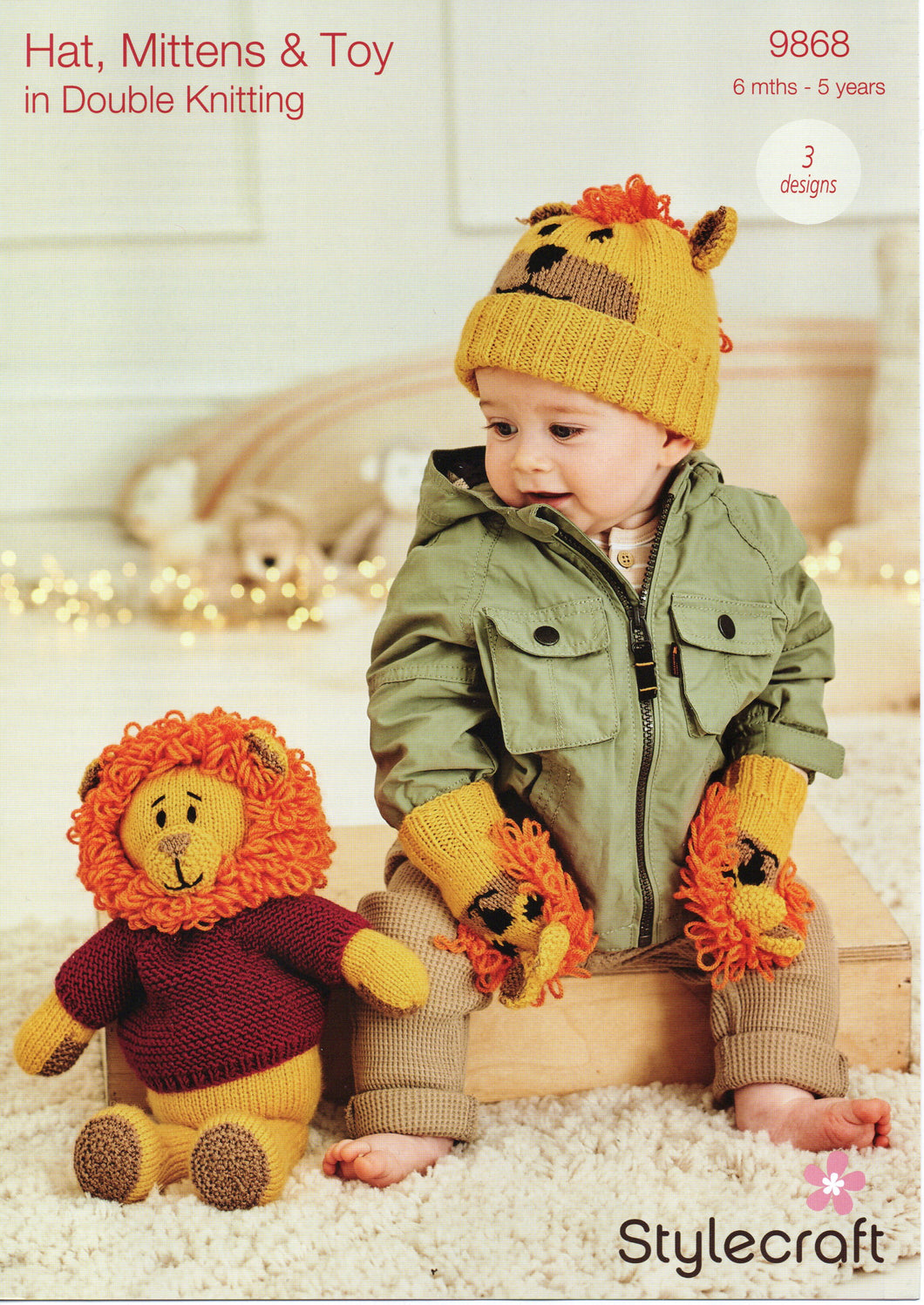 Knitting Pattern Leaflet Stylecraft 9868 DK Kids Lion Hat / Mittens / Toy