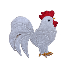 Motif Patch Plush Velvet Rooster Chicken