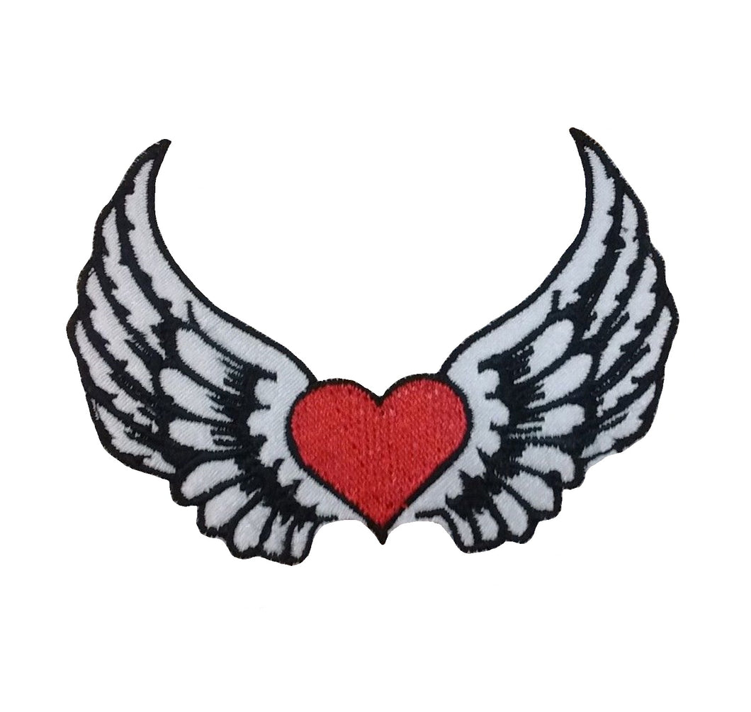 Motif Patch Rocker Biker Winged Heart Tattoo