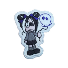 Motif Patch Gothic Girl with Halloween Ghost Balloon