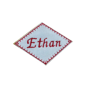 Motif Patch Personalised Name Text Diamond *Choose size & Border Style*