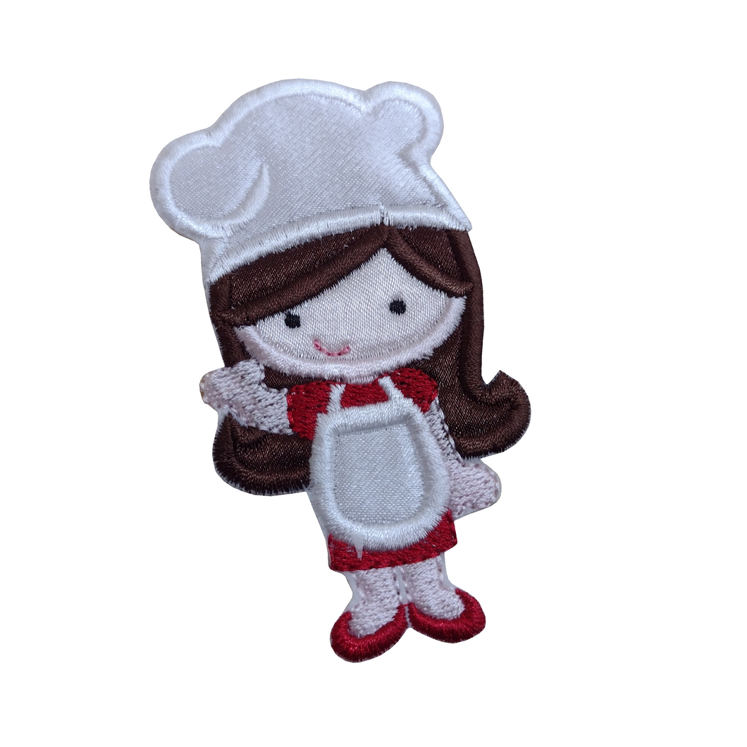 Motif Patch Chef Cook Baker Girl