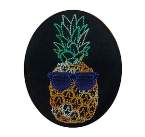 Motif Patch Quirky Cool Glasses Pineapple