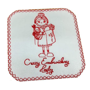 Motif Patch Crazy Embroidery Lady Tile