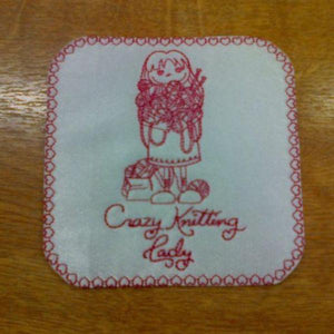 Motif Patch Crazy Knitting Lady Tile