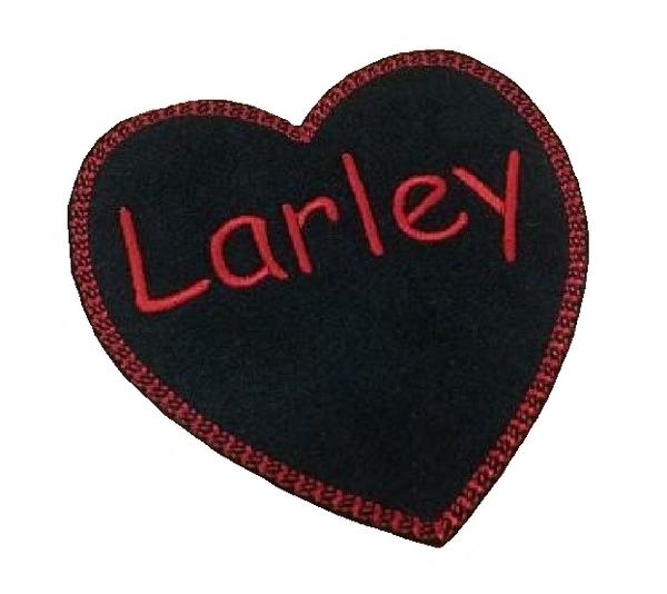 Motif Patch Personalised Name / Text Heart *Choose size & Border Style*