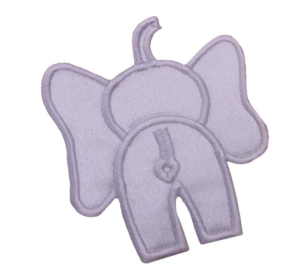 Motif Patch Cute Backwards Elephant