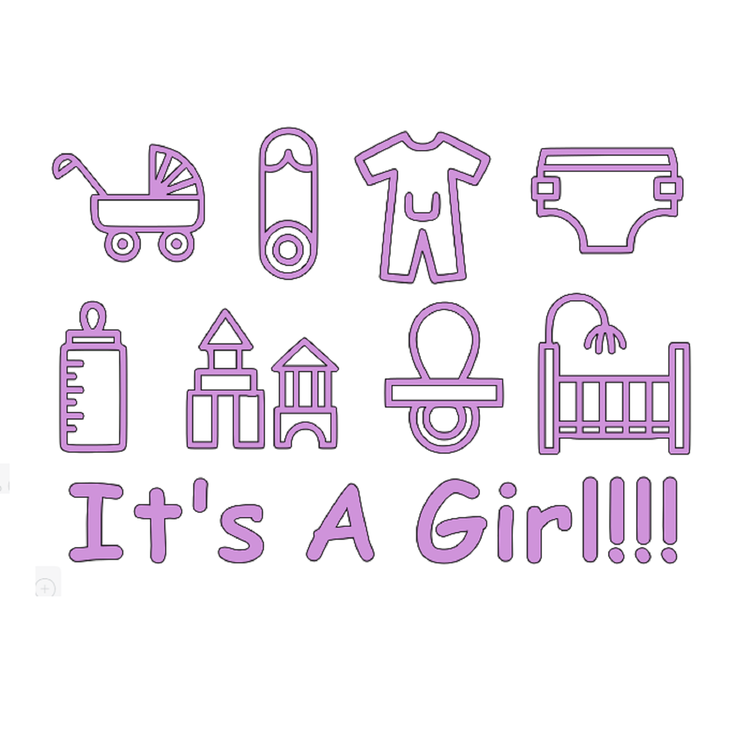 Iron on DIY Transfer Cosplay / Decor / Crafts - Baby Mix Pack Its A Girl!!!