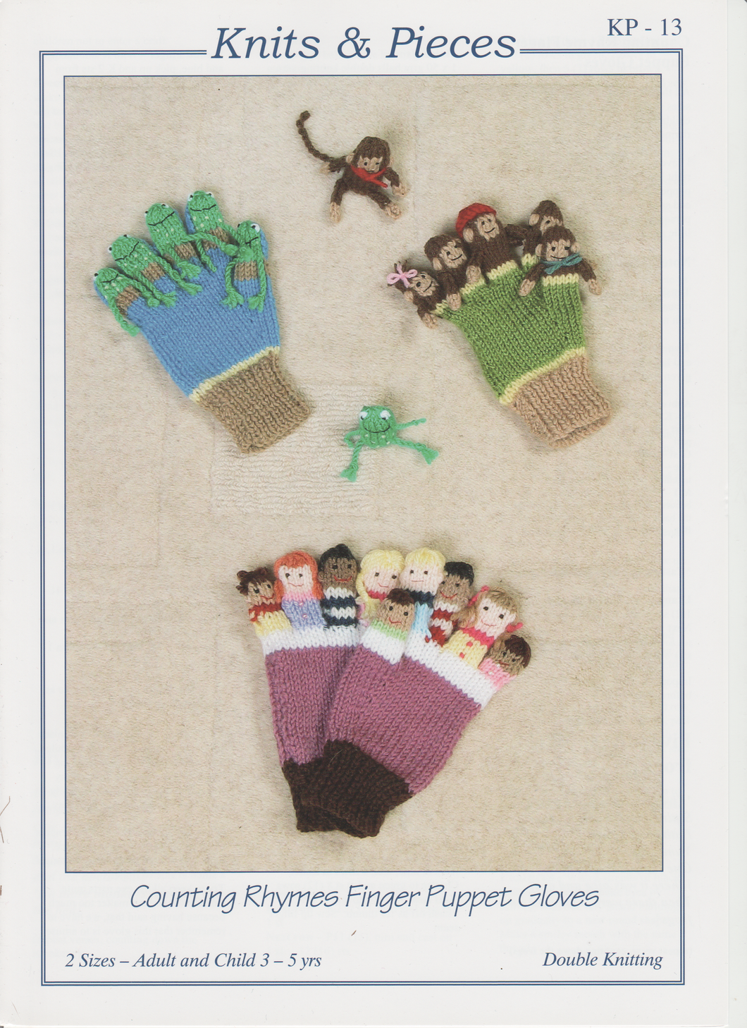 Knitting Pattern Leaflet Knits & Pieces DK Finger Puppet Gloves