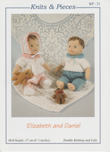 Knitting Pattern Leaflet Knits & Pieces DK & 4ply Elizabeth & Daniel Dolls
