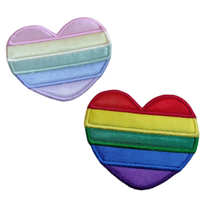 Motif Patch Striped Rainbow Heart