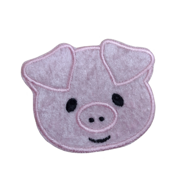 Motif Patch Plush Velvet Farm Animal Pig Face