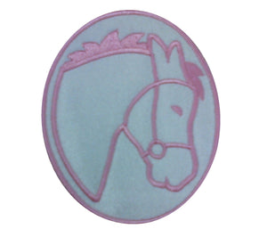 Motif Patch 2 Tone Cute Oval Horse Head
