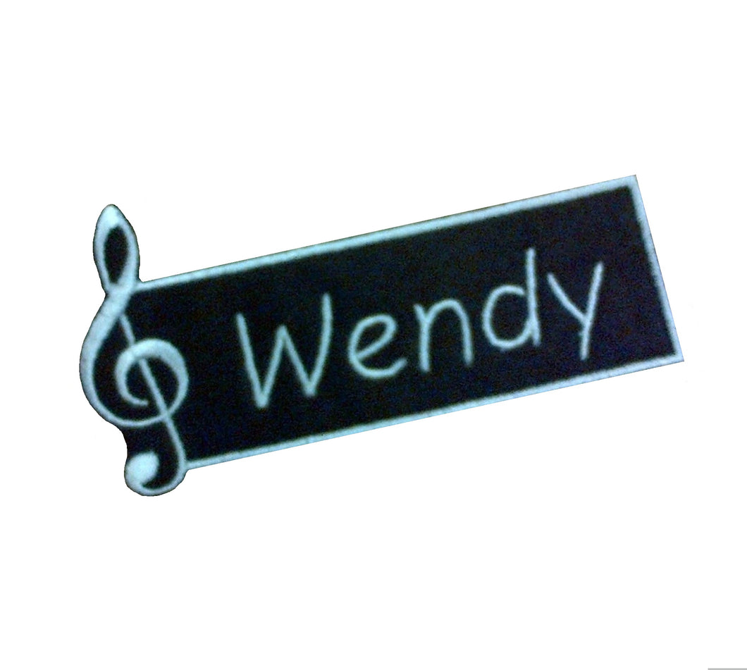 Motif Patch Personalised Name Treble Music Note Border