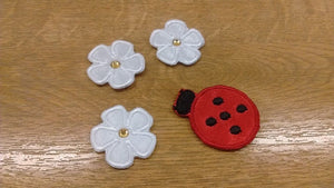 Motif Patch Cute Ladybug Ladybird & Flower Set