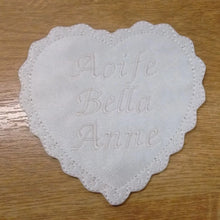Motif Patch Personalised Name Text Lace Detail Heart