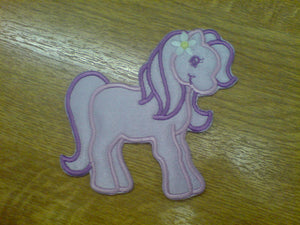 Motif Patch Cute Pony with Daisy Flower
