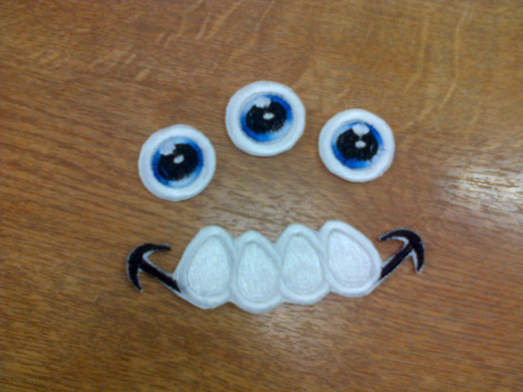 Motif Patch F03 Toy Doll Making Monster Face Eyes Mouth