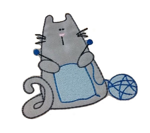 Motif Patch Cute Funny Knitting Cat