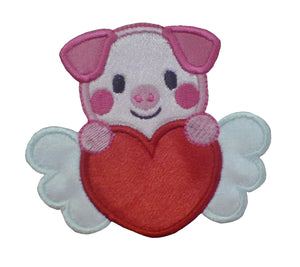 Motif Patch Cute Valentine Heart Pig