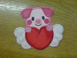 Motif Patch Cute Valentine Heart Pig