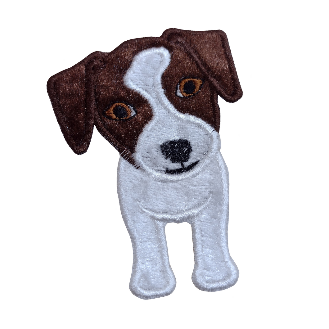 Motif Patch Plush Velvet Dog Jack Russel Terrier